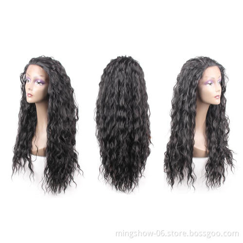 Free Shipping 26" Water Wave Lace Front Wig Synthetic Hair Long Natural Wavy Hair Soft Glueless Wigs